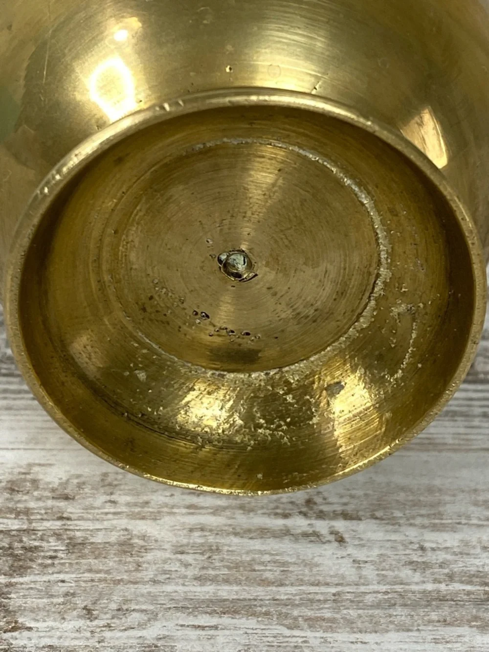 Vintage Brass Vase Etched Floral Mid Century Boho India 8.25”